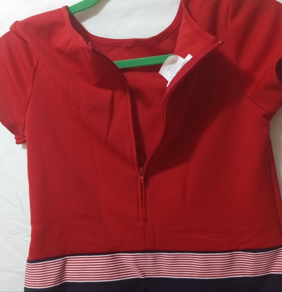 Girls red and navy Bonnie jean size 14 dress with striped bow. - Picture 2 of 7